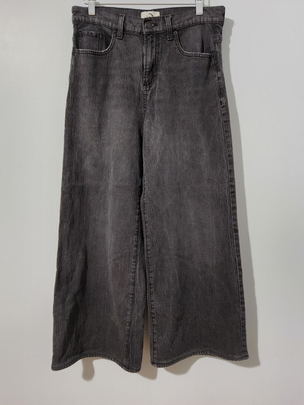 Jordache Women’s 4 Wide Leg Jeans Washed Black Gray High Rise Stretch Denim